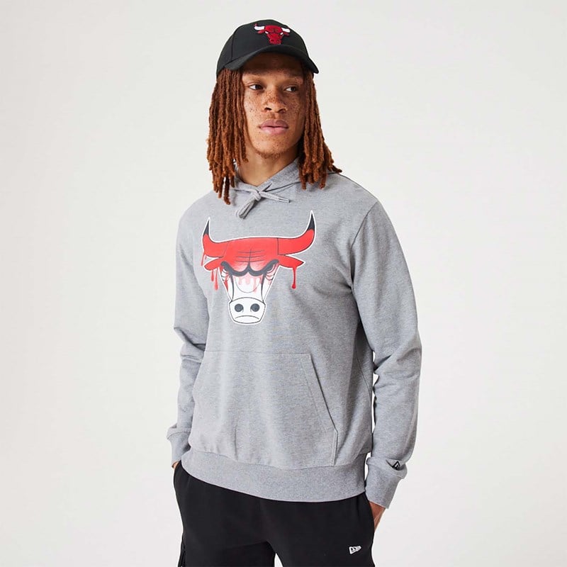 Sudadera Con Capucha New Era Chicago Bulls NBA Drip Logo Medium Pullover Grises | NE0396421