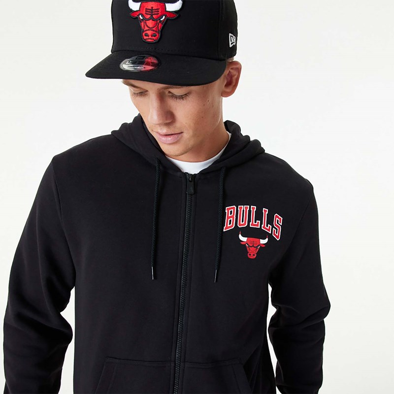 Sudadera Con Capucha New Era Chicago Bulls NBA Essentials Full-zip Negros | QK8723490