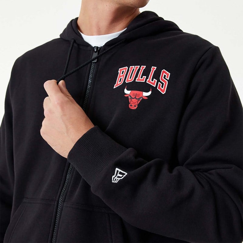 Sudadera Con Capucha New Era Chicago Bulls NBA Essentials Full-zip Negros | QK8723490