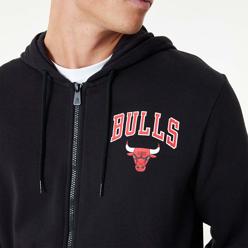 Sudadera Con Capucha New Era Chicago Bulls NBA Essentials Full-zip Negros | QK8723490