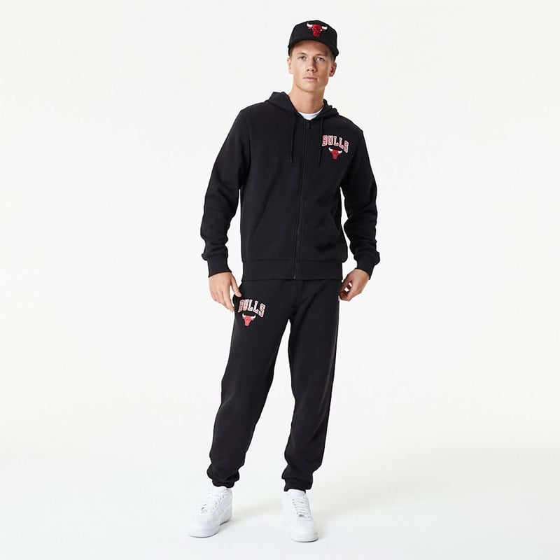 Sudadera Con Capucha New Era Chicago Bulls NBA Essentials Full-zip Negros | QK8723490