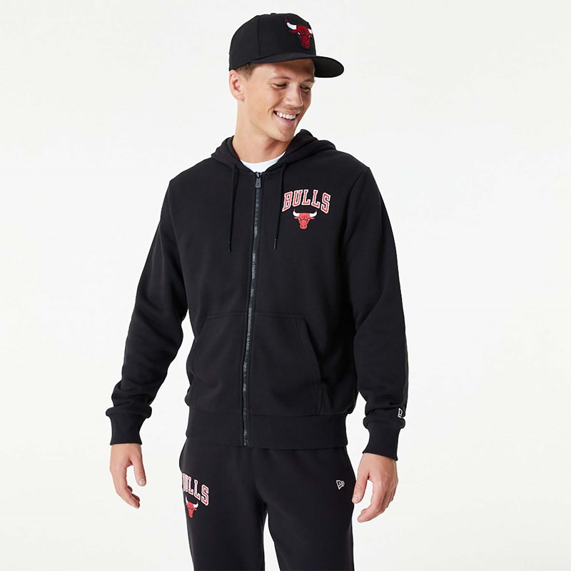 Sudadera Con Capucha New Era Chicago Bulls NBA Essentials Full-zip Negros | QK8723490