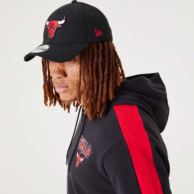 Sudadera Con Capucha New Era Chicago Bulls NBA Script Full-zip Negros | RQ2830794