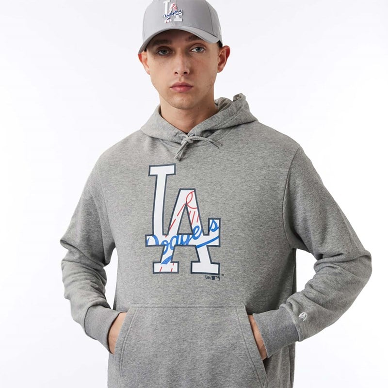 Sudadera Con Capucha New Era La Dodgers Double Logo Grises | SP2693407