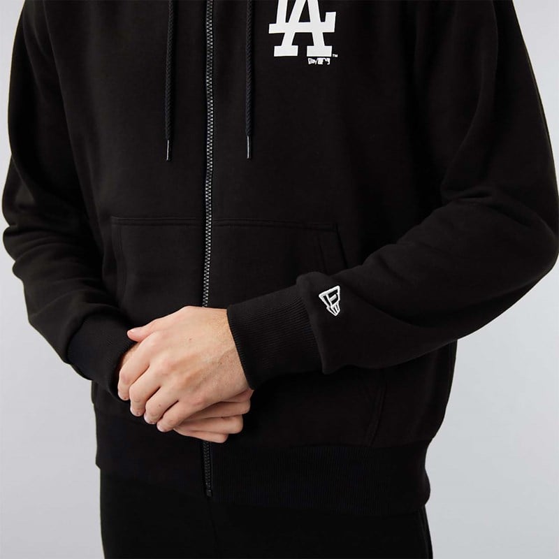 Sudadera Con Capucha New Era La Dodgers MLB League Essential Zip Negros | WU1765304