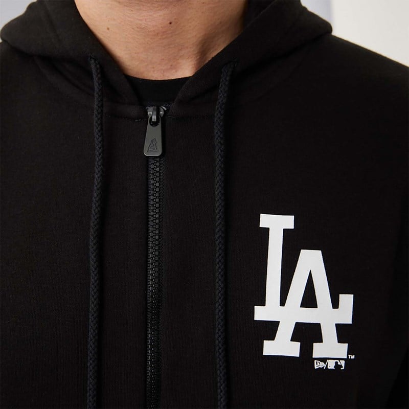 Sudadera Con Capucha New Era La Dodgers MLB League Essential Zip Negros | WU1765304