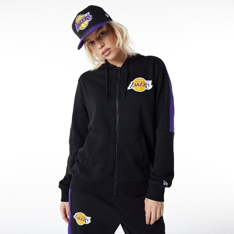 Sudadera Con Capucha New Era La Lakers Full Zip Panel Detail Negros | IB9467850