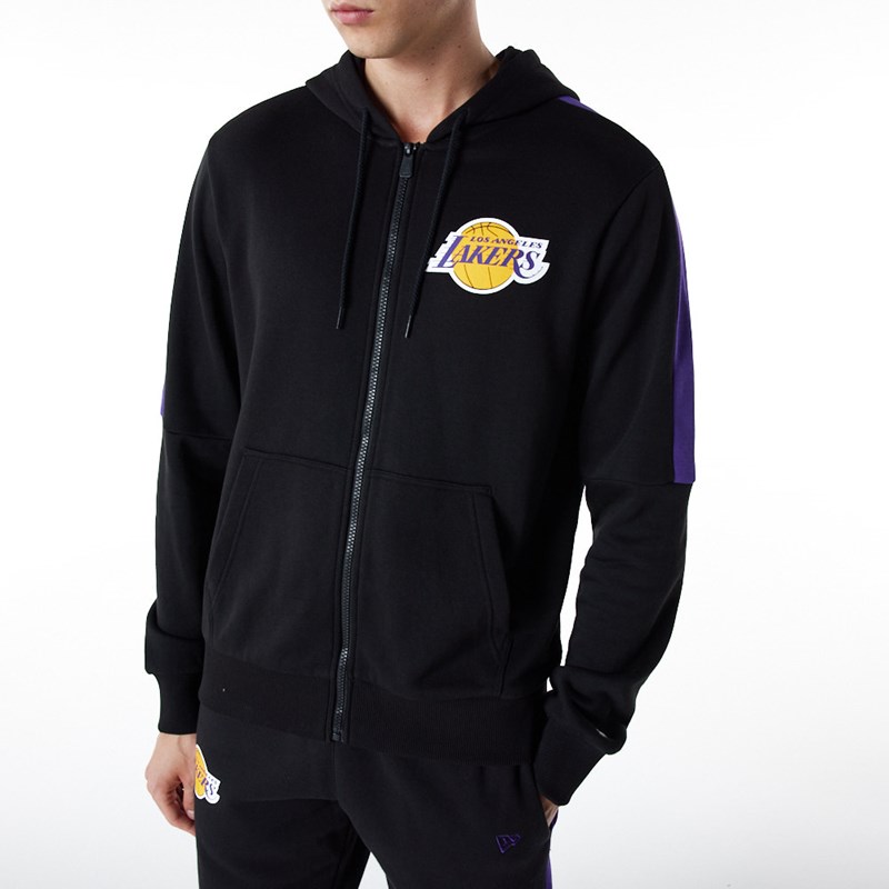 Sudadera Con Capucha New Era La Lakers Full Zip Panel Detail Negros | IB9467850