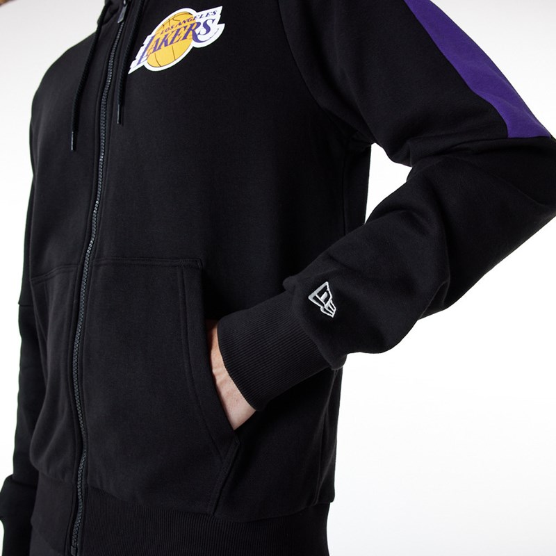 Sudadera Con Capucha New Era La Lakers Full Zip Panel Detail Negros | IB9467850