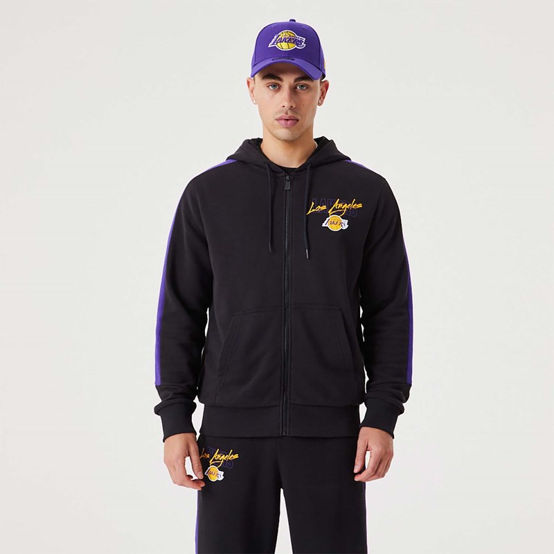 Sudadera Con Capucha New Era La Lakers NBA Script Full-zip Negros | KO3045219