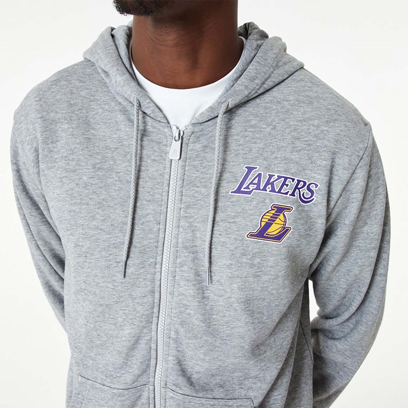 Sudadera Con Capucha New Era La Lakers NBA Essentials Medium Full Zip Grises | TF3681475