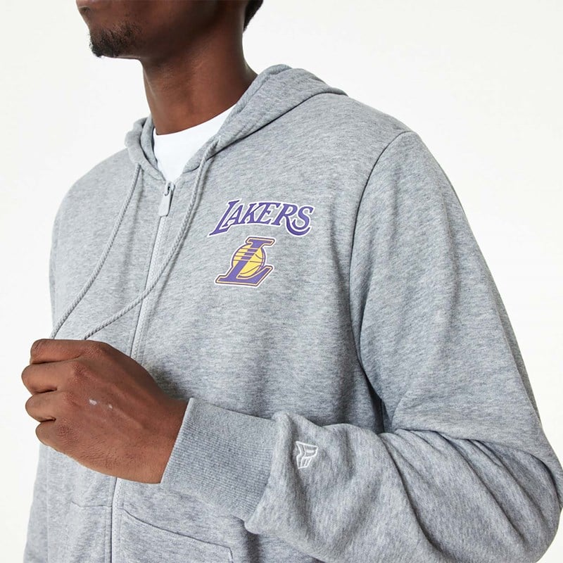 Sudadera Con Capucha New Era La Lakers NBA Essentials Medium Full Zip Grises | TF3681475