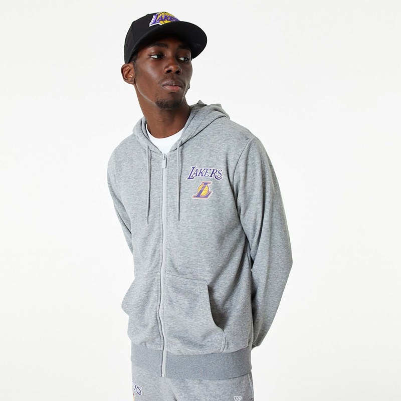 Sudadera Con Capucha New Era La Lakers NBA Essentials Medium Full Zip Grises | TF3681475