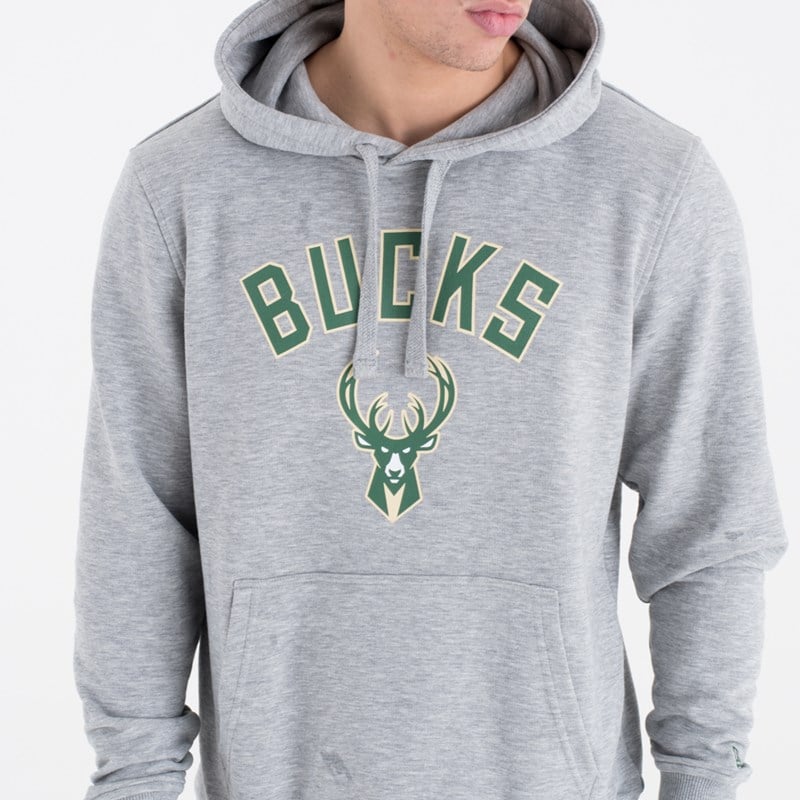 Sudadera Con Capucha New Era Milwaukee Bucks Team Logo Grises | PX9530281