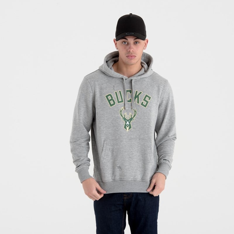 Sudadera Con Capucha New Era Milwaukee Bucks Team Logo Grises | PX9530281