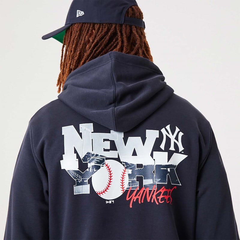 Sudadera Con Capucha New Era New York Yankees MLB Team Logo Pullover Azul Marino | TA5178490