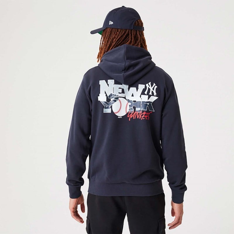 Sudadera Con Capucha New Era New York Yankees MLB Team Logo Pullover Azul Marino | TA5178490