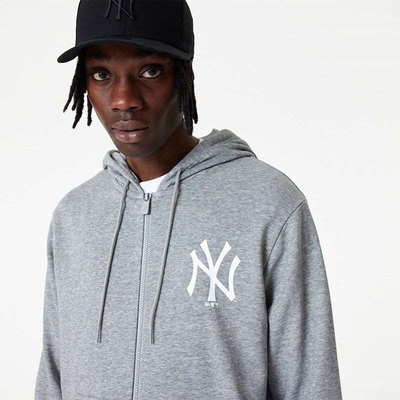 Sudadera Con Capucha New Era New York Yankees MLB League Essential Medium Full-zip Grises | TU1608245