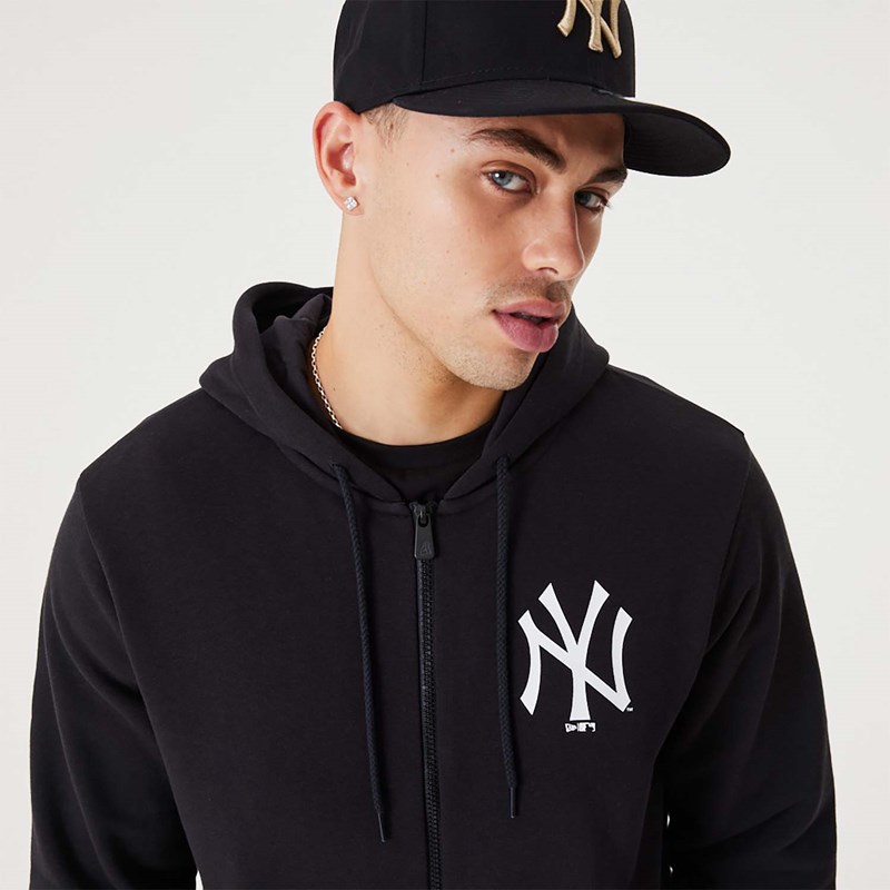 Sudadera Con Capucha New Era New York Yankees MLB League Essential Full-zip Negros | WC0892637