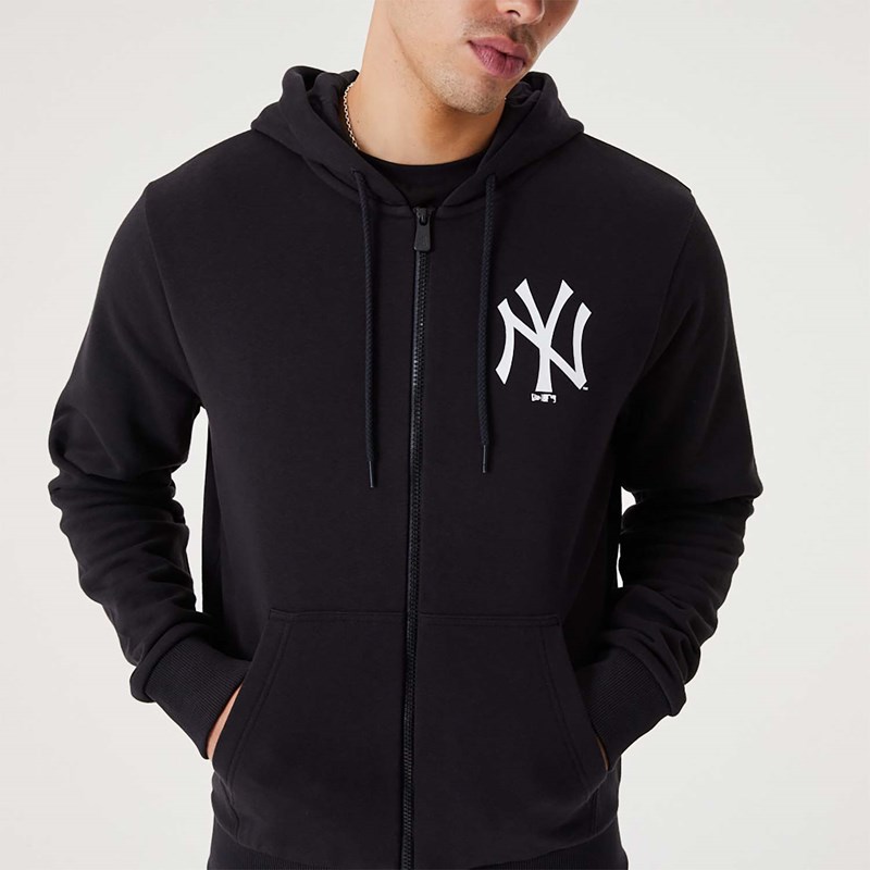 Sudadera Con Capucha New Era New York Yankees MLB League Essential Full-zip Negros | WC0892637