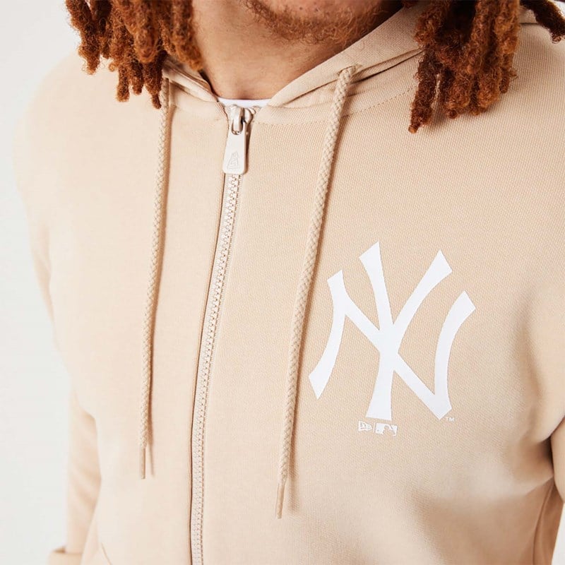 Sudadera Con Capucha New Era New York Yankees MLB League Essential Full-zip Creme | YU4820793