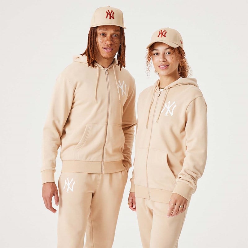 Sudadera Con Capucha New Era New York Yankees MLB League Essential Full-zip Creme | YU4820793