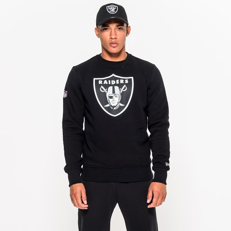 Sudaderas New Era Las Vegas Raiders Team Logo Crew Neck Negros | DW7420689