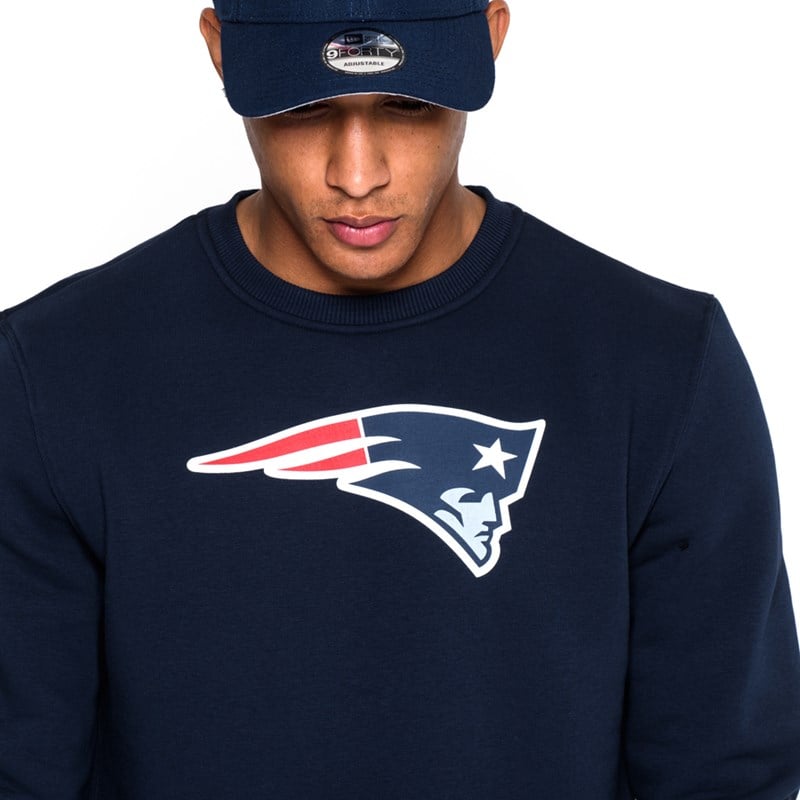 Sudaderas New Era New England Patriots Team Logo Crew Neck Azules | ZK9650273