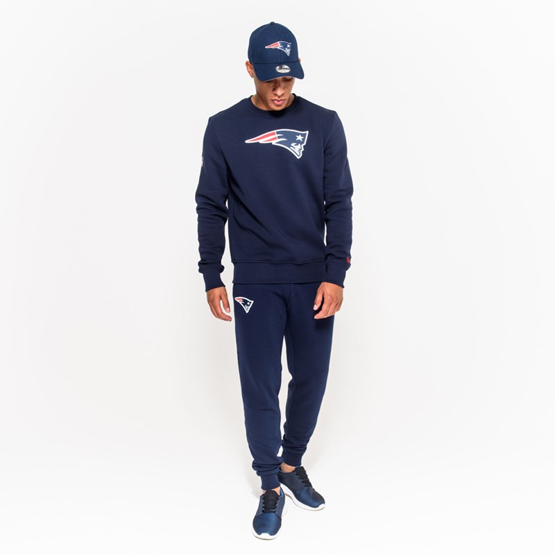 Sudaderas New Era New England Patriots Team Logo Crew Neck Azules | ZK9650273