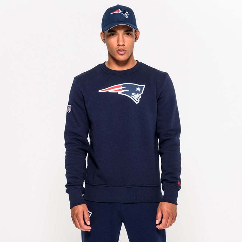 Sudaderas New Era New England Patriots Team Logo Crew Neck Azules | ZK9650273