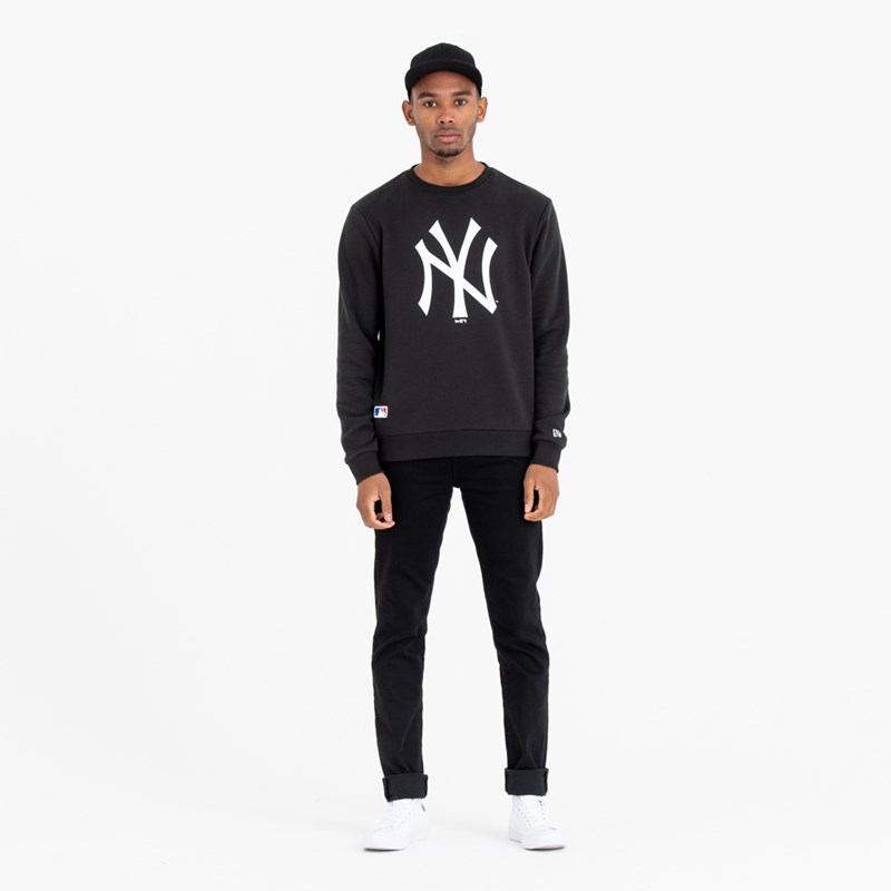 Sudaderas New Era New York Yankees Team Logo Crew Neck Negros | AU5217943