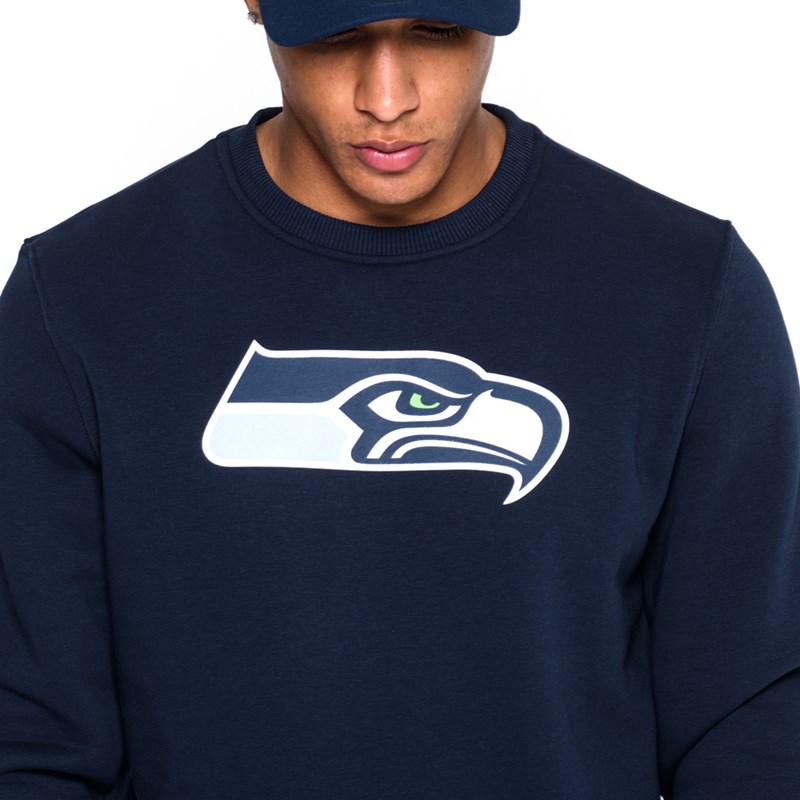 Sudaderas New Era Seattle Seahawks Team Logo Crew Neck Azules | DK4158637