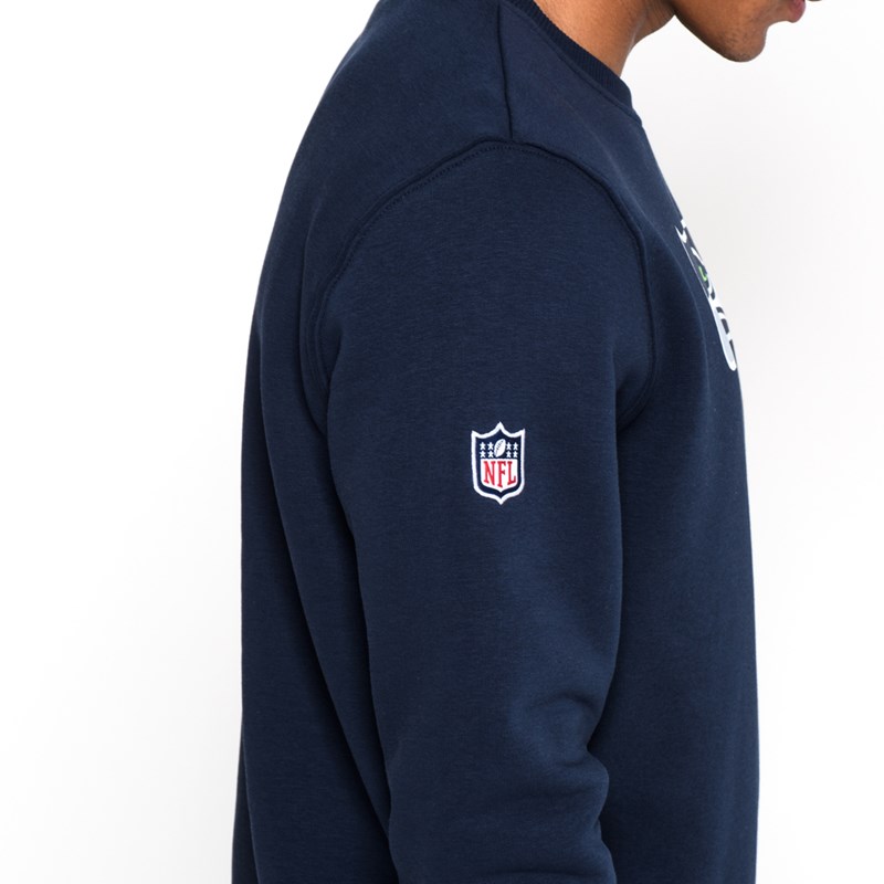 Sudaderas New Era Seattle Seahawks Team Logo Crew Neck Azules | DK4158637