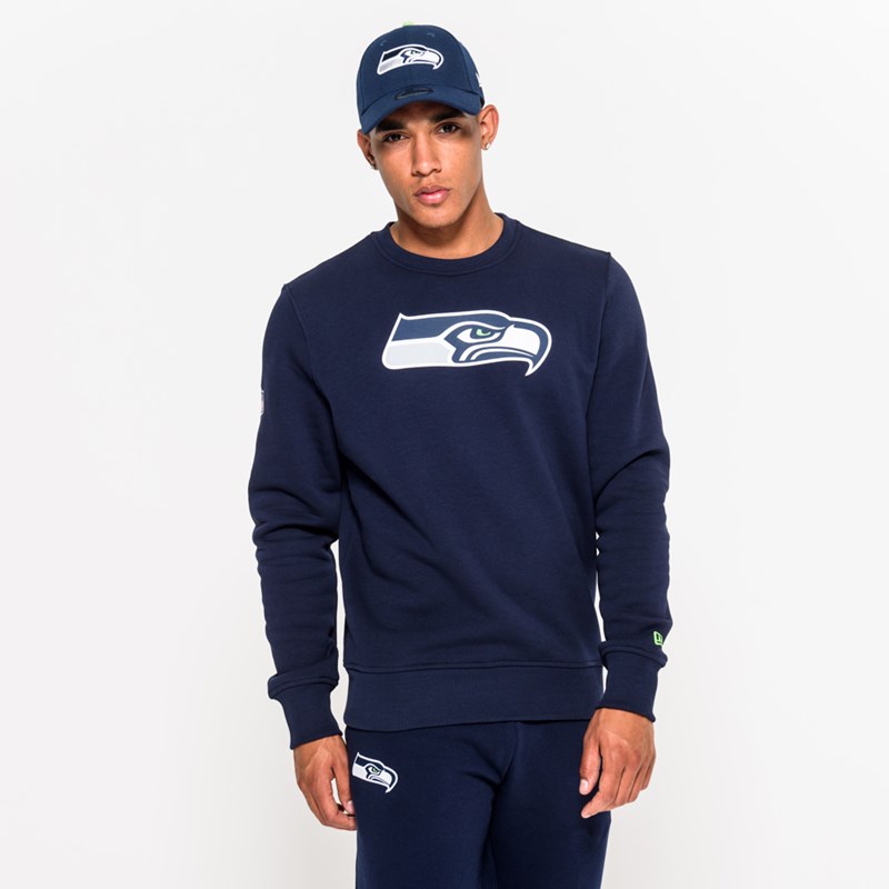 Sudaderas New Era Seattle Seahawks Team Logo Crew Neck Azules | DK4158637