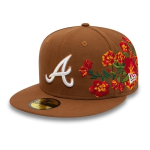 59fifty New Era Atlanta Braves MLB Floral Toffee Fitted Gorras Marrom | VS3521740