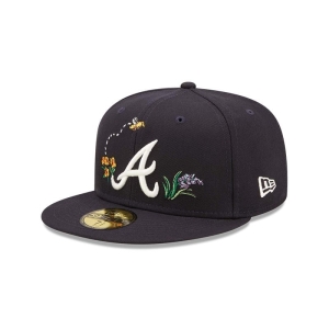 59fifty New Era Atlanta Braves Watercolour Floral Gorras Azules | MU5479613