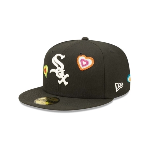 59fifty New Era Chicago Sox Chain Stitch Heart Fitted Gorras Negros | MC7054198