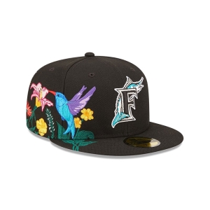 59fifty New Era Florida Marlins MLB Blooming Fitted Gorras Negros | XE3495807