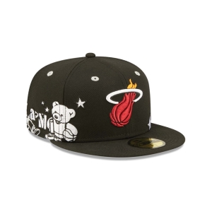 59fifty New Era Miami Heat Teddy Fitted Gorras Negros | LU2607915