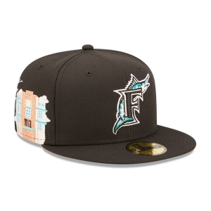 59fifty New Era Miami Marlins MLB Cloud Fitted Gorras Negros | IO1604289