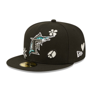 59fifty New Era Miami Marlins MLB Sunlight Pop Gorras Negros | BN3695217