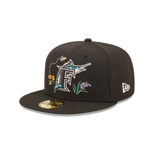 59fifty New Era Miami Marlins Watercolour Floral Gorras Negros | VC9478065