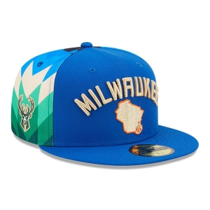 59fifty New Era Milwaukee Bucks Authentics City Edition Fitted Gorras Azules | XA1908425