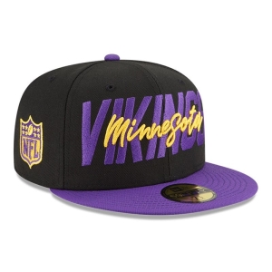 59fifty New Era Minnesota Vikings NFL Draft Fitted Gorras Negros | VG3514792