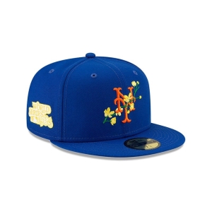 59fifty New Era New York Mets Side Patch Bloom Fitted Gorras Azules | HQ6137290