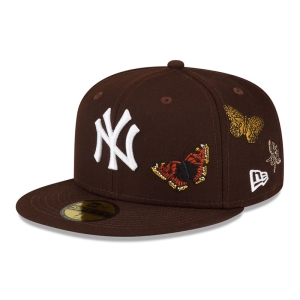 59fifty New Era New York Yankees Felt X MLB Fitted Gorras Marrom | QM0874521