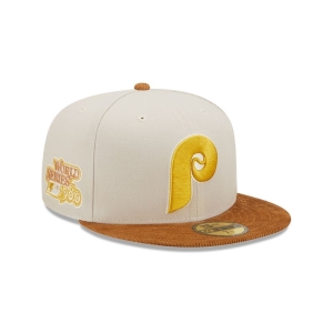 59fifty New Era Philadelphia Phillies Cord Visor Fitted Gorras Creme | CN5763804