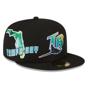 59fifty New Era Tampa Bay Rays Stateview Fitted Gorras Negros | OM3845296