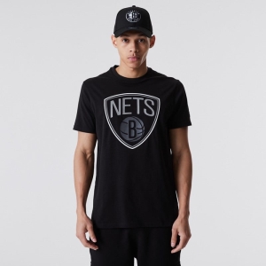 Camiseta New Era Brooklyn Nets NBA Outline Logo Negros | GA4186923