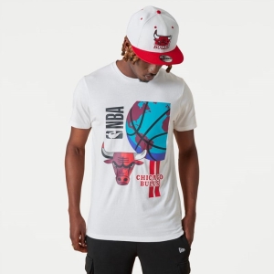 Camiseta New Era Chicago Bulls NBA Globe Logo Blancos | AM4671089